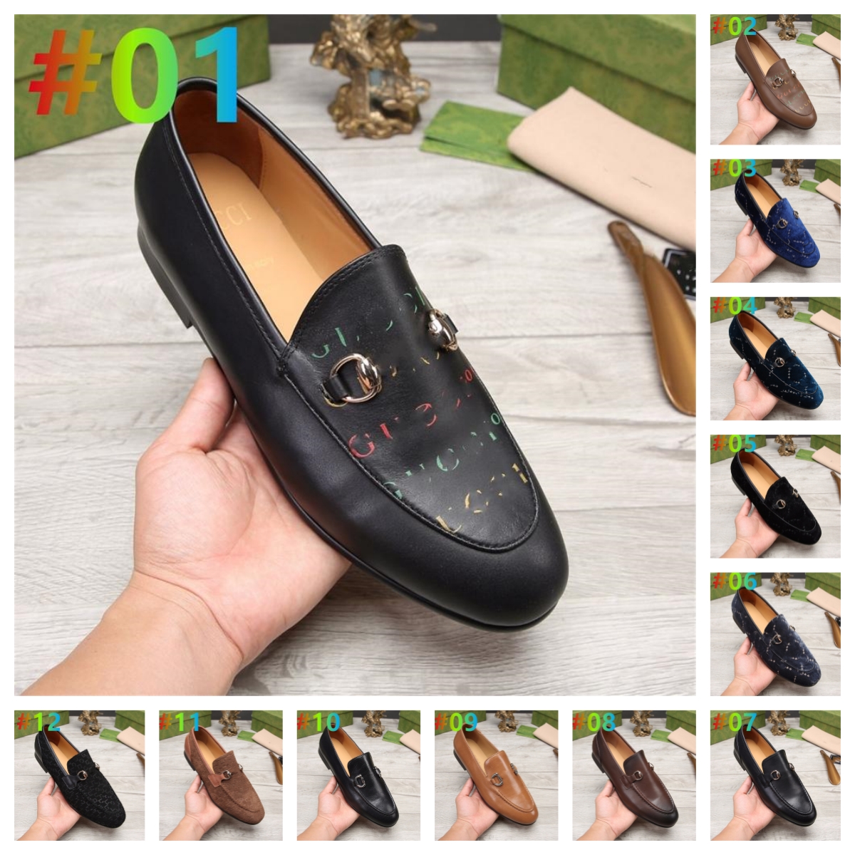 

Men Elegant Coiffeur Designer Loafers Genuine Leather Interlocking G buckle Italian Fashion Shoes Wedding Dress Shoes Men's Formal Luxury Brands Size 39-45, #04