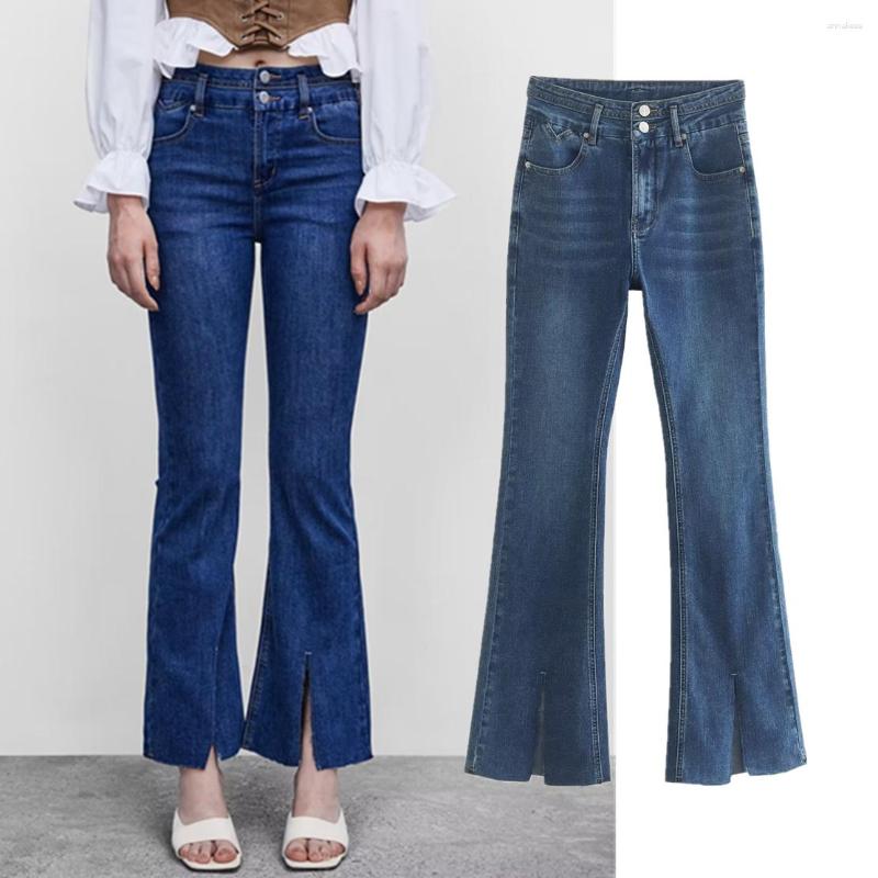 

Women' Jeans Jenny&Dave High Waist Women' SIngle Breasted Slim Flare Casual Denim Pants Women, Blue