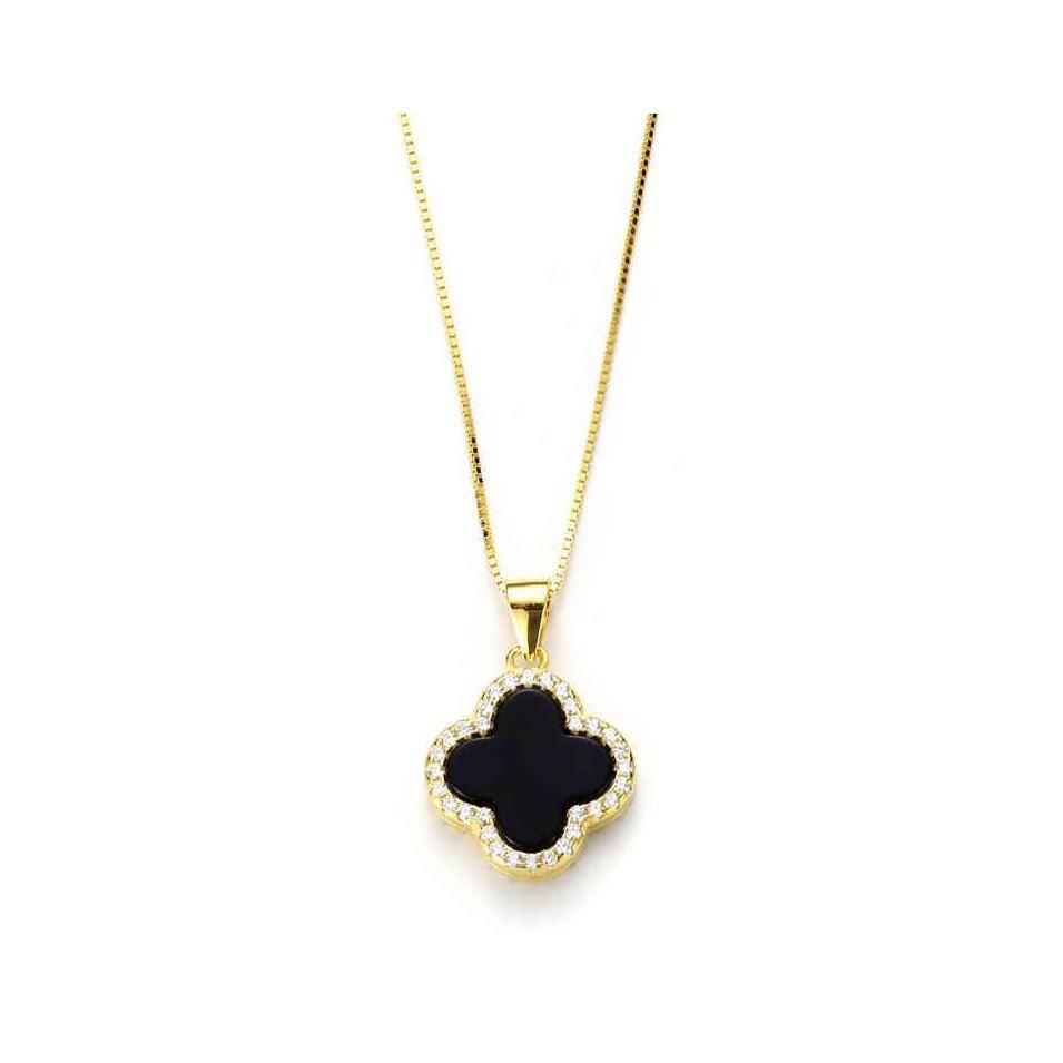 

Pendant Necklaces Clover Necklace S925 Sterling Sier Blackandwhite Doublesided Agate Temperament Fashion Korean Clavicle Chain Femal Dhejc