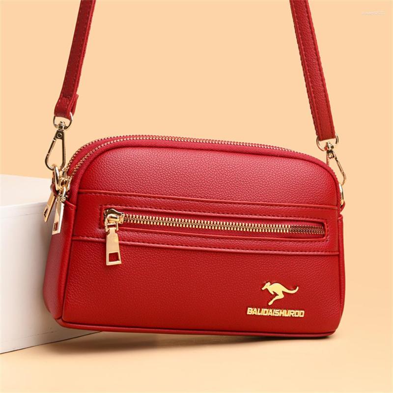 

Evening Bags High Quality Leather Shoulder Messenger Women Designer Small Handbags And Purses Ladies Crossbody Bag Sac, Red