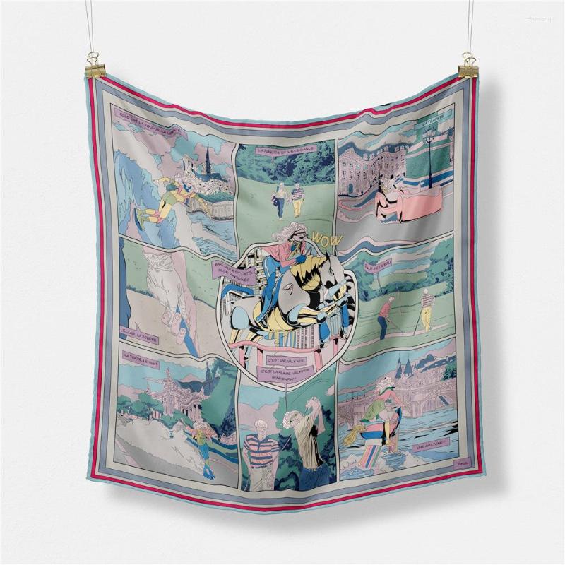 

Scarves 53cm Design Letters Women Brand Silk Fashion Hair Square Scarf Hijab Decorations Neckerchief For Ladies Bandana