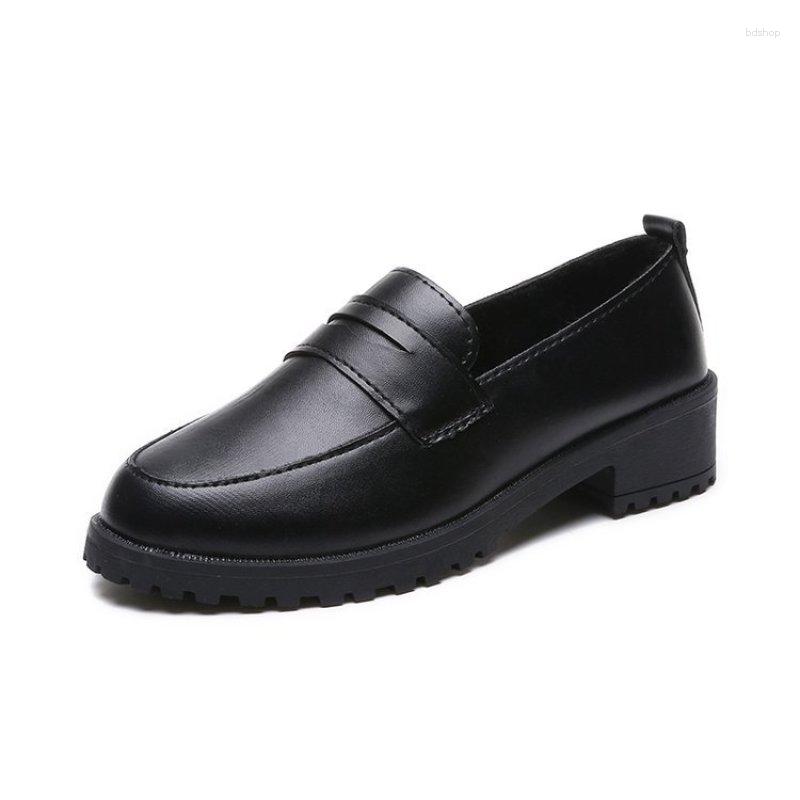 

Flat Shoes Kids For Baby Girls British Working College Style Soft Leather Platform Low Heel Rubber Sole Japanese Anime Costume, Black