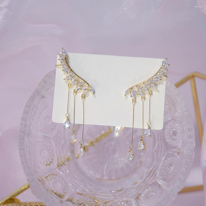 

Dangle Earrings Luxurious Bling Water Drop Shape Long Tassel Bridal