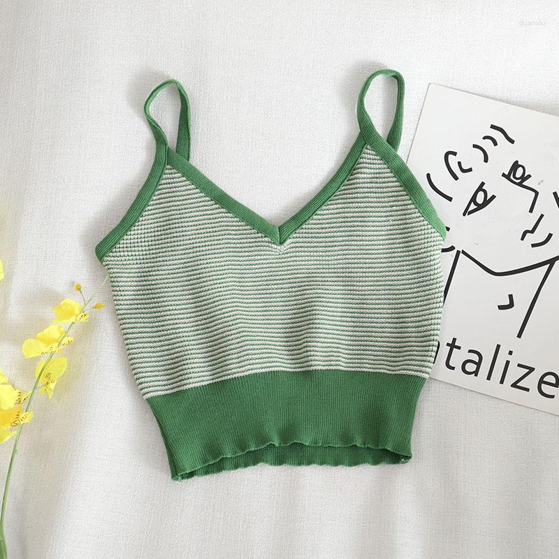 

Women's Tanks HELIAR Women Plaid Knitted Crop Tops Spaghetti Straps Patchwork Tank Summer Slim Fit Casual, Black