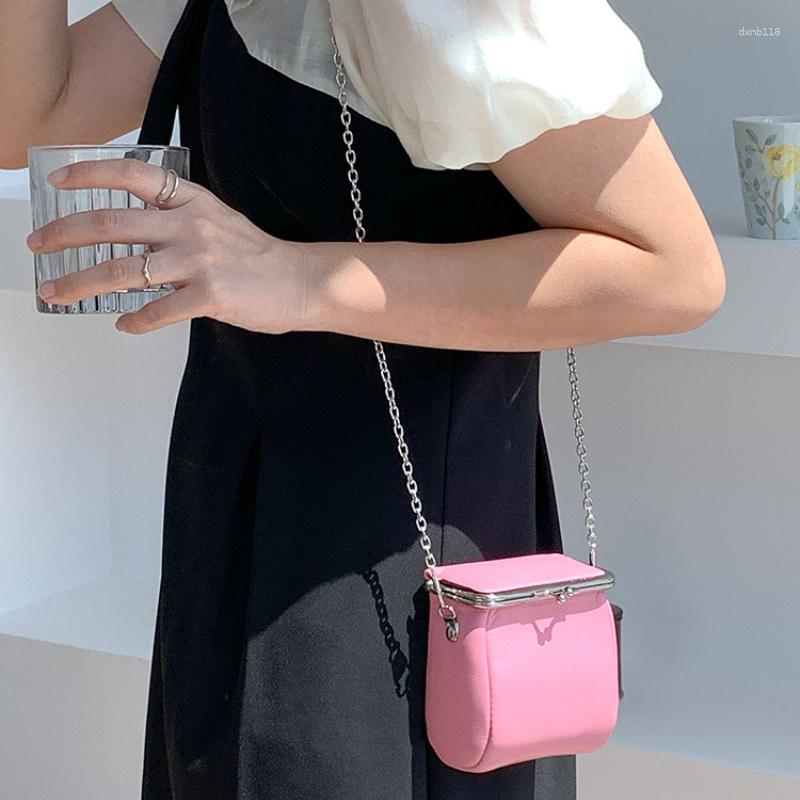 

Evening Bags Korean Fashion Simple Chain Mini Shoulder Crossbody Bag Ins Solid Color Lipstick Clip Portable Makeup Key Coin Purse, No.3