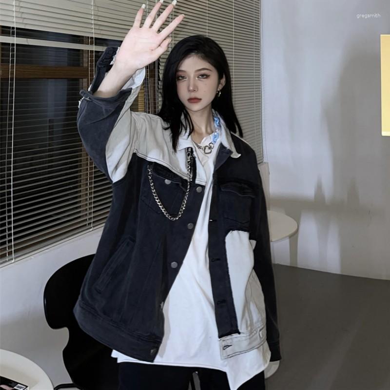

Women's Jackets 2023 Autumn Coat For Women Ins Personality Retro Color Contrast Splicing Workmanship Easy Versatile, Black