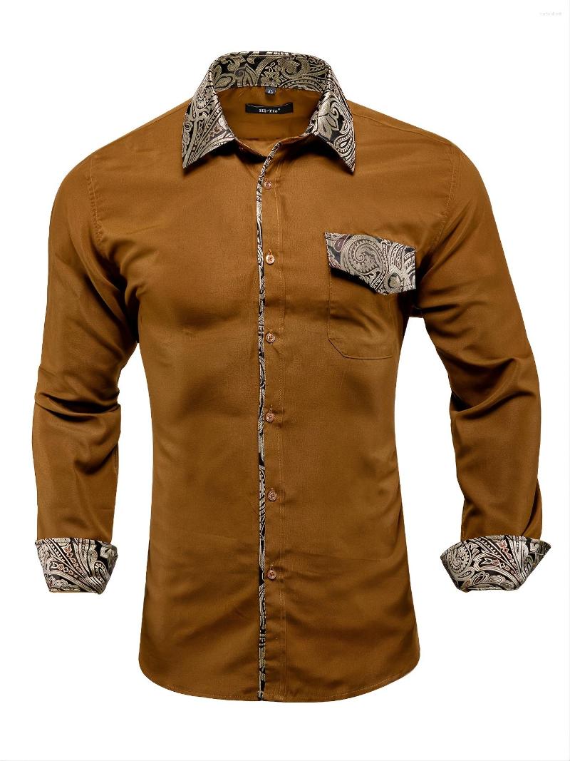 

Men's Casual Shirts Brown Long Sleeve Business Shirt For Autumn And Winter