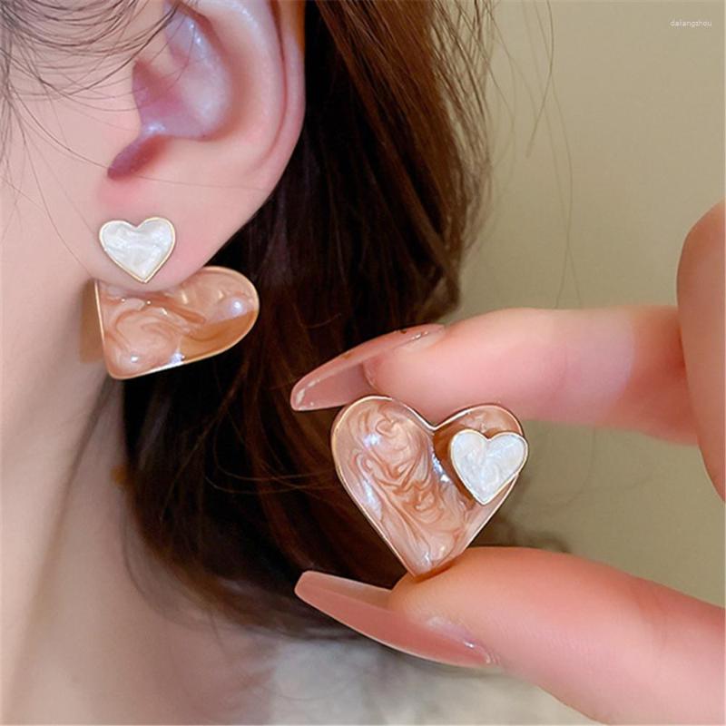 

Stud Earrings Irregular Heart Drop Glaze Two Wearing Methods For Women Korean Fashion All-Match Girl Jewelry Gift