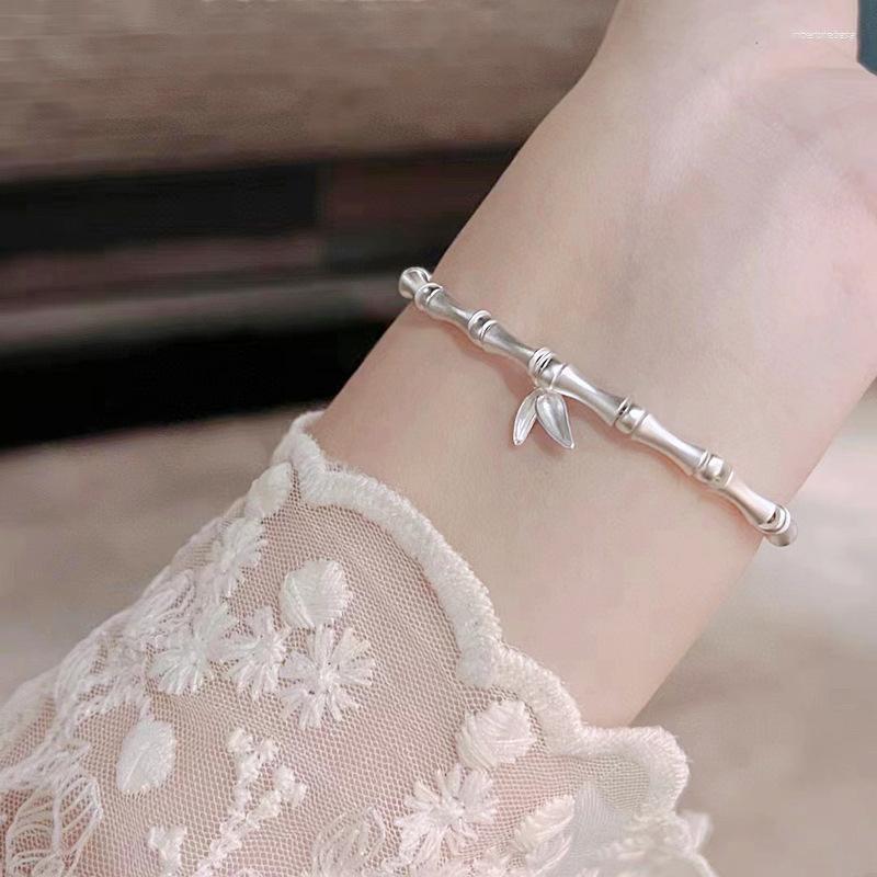 

Bangle Simple Fashion Nature Style Bamboo Shape 925 Sterling Silver Charm Bracelet & Bangles For Women Girl LB013