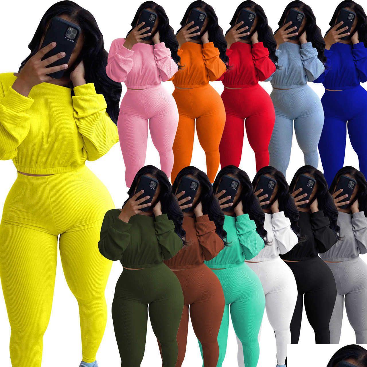 

Women'S Tracksuits Women Designers Clothes 2021 Autumn Rib Sports Leisure Suit Sportwear Woman Drop Delivery Apparel Womens Clothing Dhaq2, Randomly send colours or leave a message