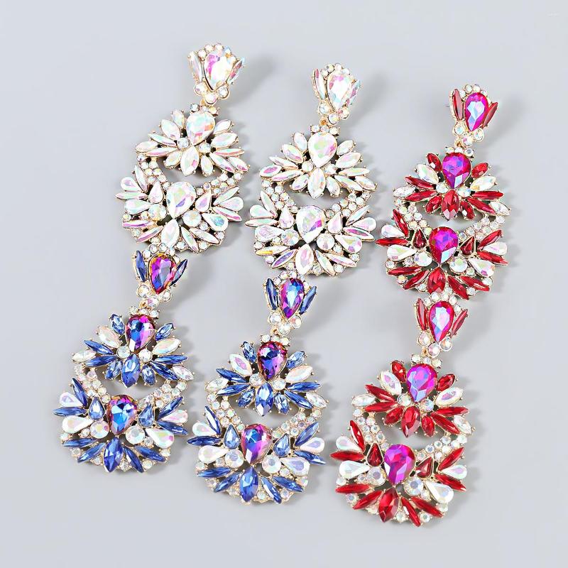 

Dangle Earrings JIJIAWENHUA Rhinestone Flower Pendant Women's Dinner Party Wedding Fashion Statement Jewelry Accessories