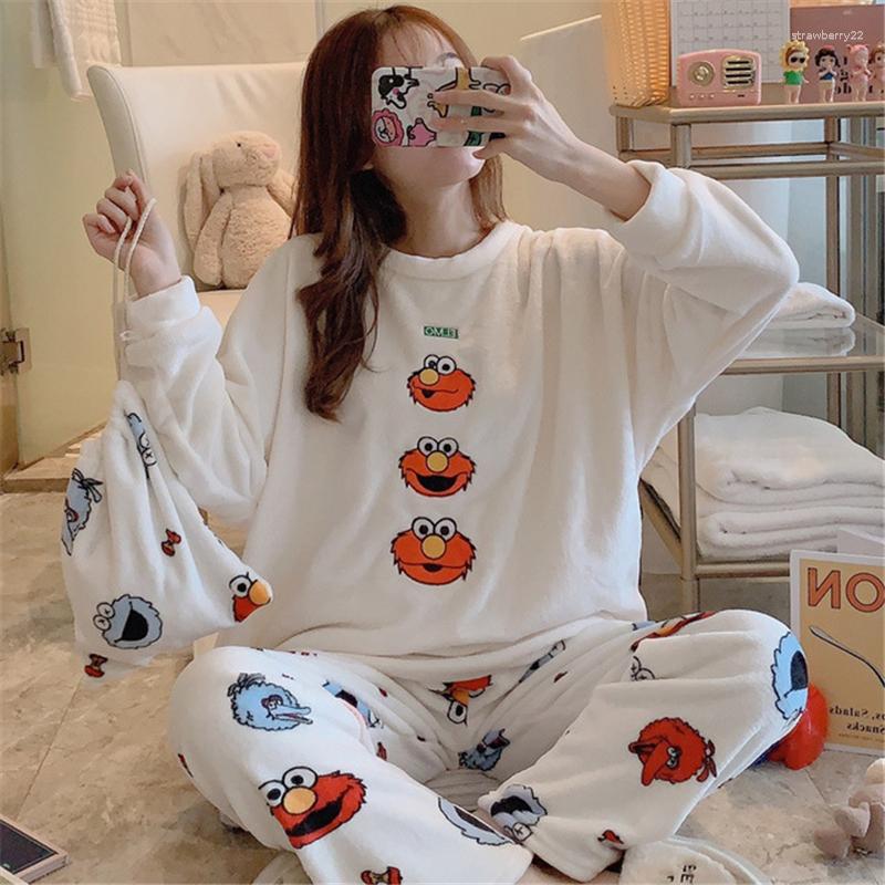 

Women's Sleepwear Autumn/winter Night Gown Selling Cartoon Pajamas Women's Flannel Thick Loose Home Service Two-piece Fashion 2023, Style 4