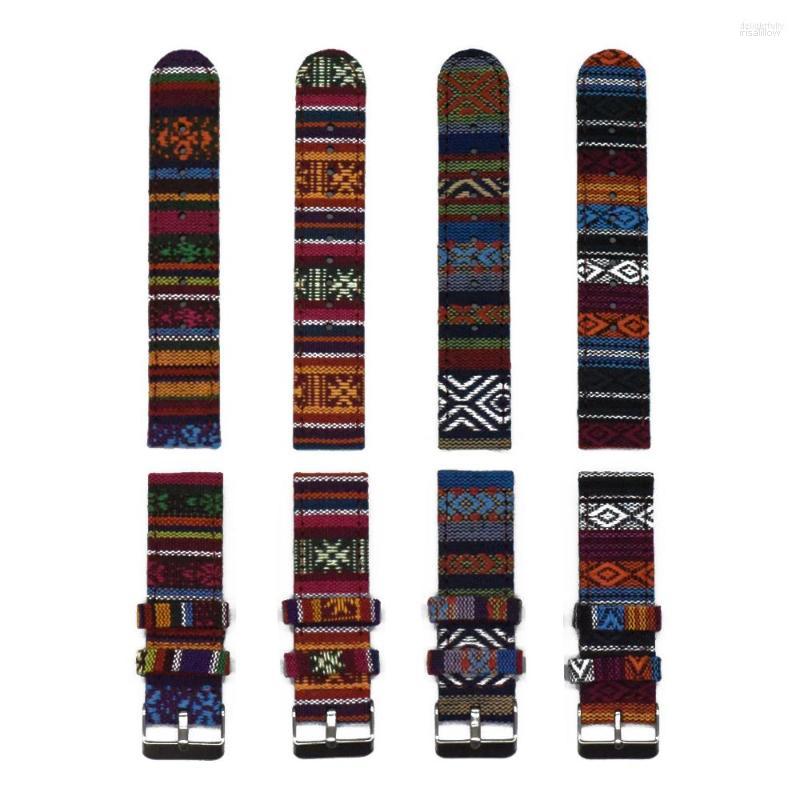 

Watch Bands Colorful National Custom Style Strap 20mm 22mm Band Nylon Fabric Bracelet For Men Women Accessories