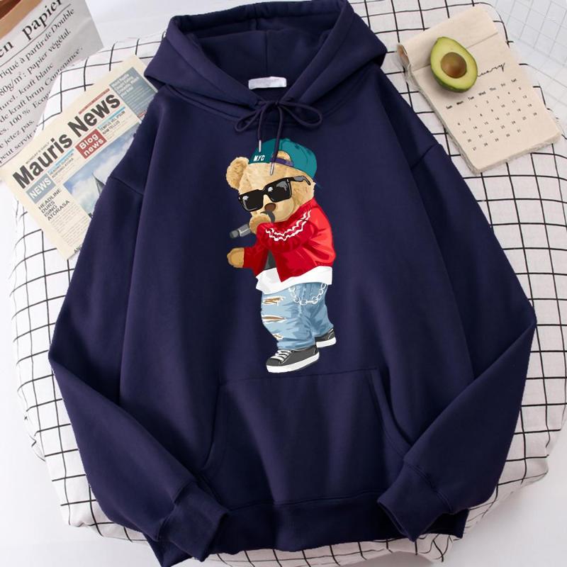 

Men' Hoodies Singing Bear Printing Male Novelty Personality Sweatshirt Comfortable Spiritual Sportswears Sport Hoodie Men, Beige