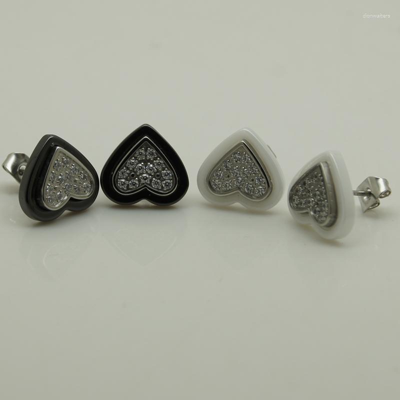

Stud Earrings Cute Heart Full Cz Paved Stainless Steel & Scratch Proof Ceramic Earring