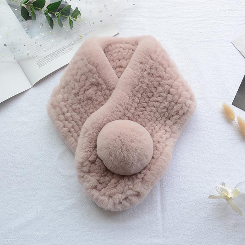 

Scarves Fur Scarf Women Winter Thick Warm Female 2023 Neck Warmer Collar Natural Rex S5390