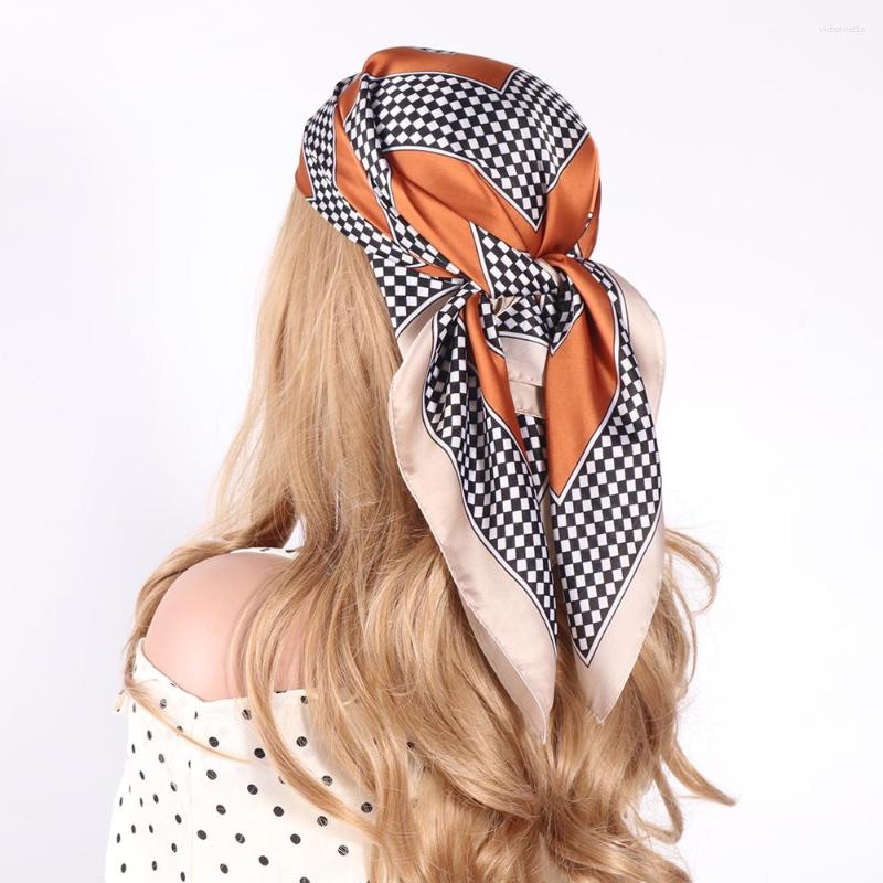 

Scarves 70X70CM Silk Scarf Women Paid Print Hair Accessories Bandana Turban Headband Bandeau Cheveux Kerchief Headscarf Foulard Femme