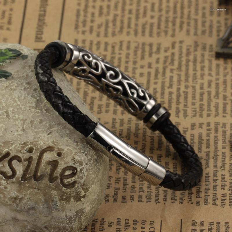 

Charm Bracelets Vintage Fashion Braided Leather Bangles With Designer Charms Stainless Steel Jewelry Classic Punk Gift Raym22