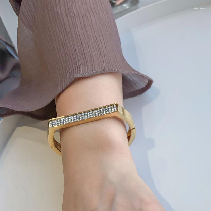 

Bangle Crystal Geometric Cuff Bracelets Bangles For Women Accessories Gold Color Alloy Jewelry Fashion Gift Drop Raym22