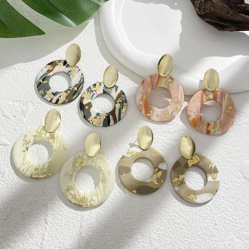 

Dangle Earrings Lifefontier Trendy Polymer Clay For Women Handmade Round Foil Abstract Pattern Drop Earring Statement Jewelry