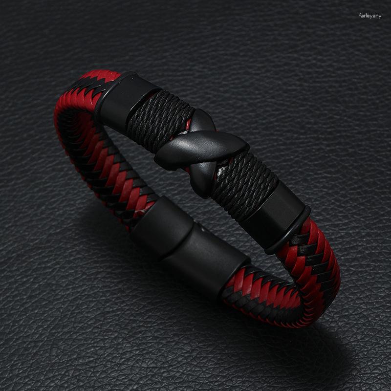 

Charm Bracelets 2023 Trendy Leather Men Steel Multilayer Braided Rope For Male Jewelry Pulera Hombre