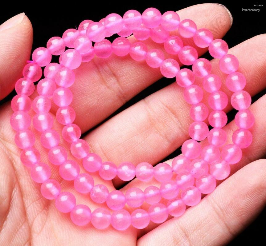 

Strand 6mm Natural Pink Chalcedony Quartz Crystal Gemstone Bangle Bracelet