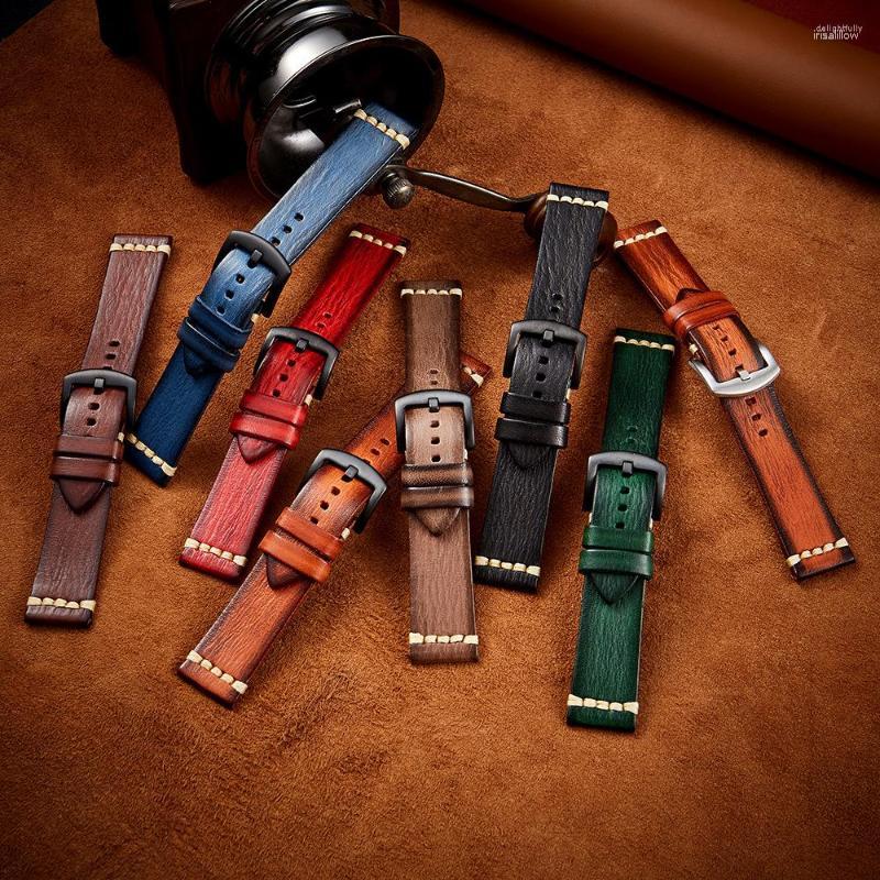 

Watch Bands Leather Strap Cowhide Watchbands 20mm 22mm 24mm Hand-polished Personality UTHAI G19