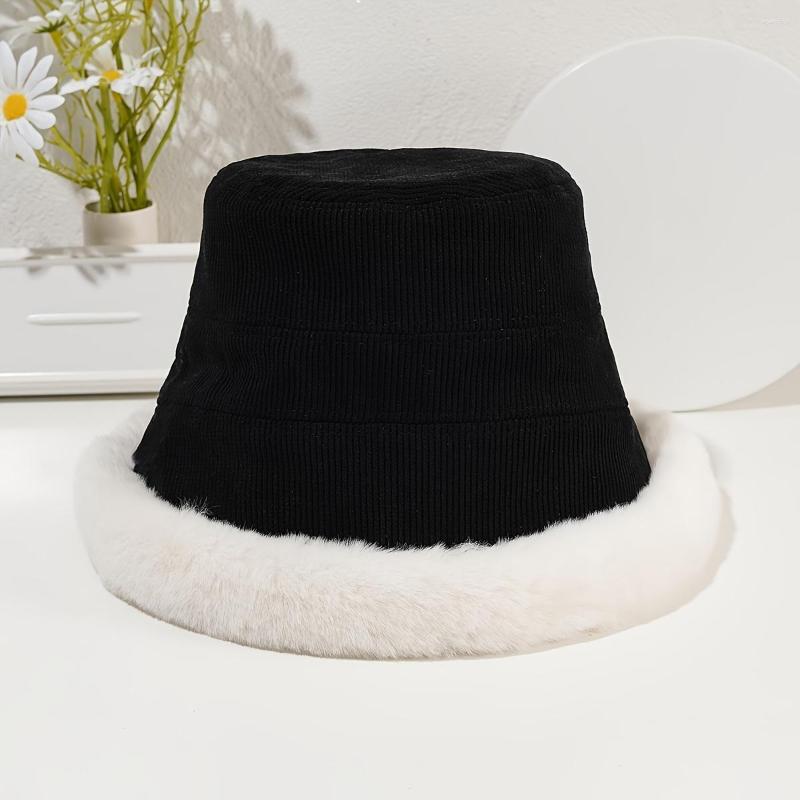 

Beanies Frayed Fleece Thickened Bucket Hat Comfortable Fashion Valentines Gifts, Black