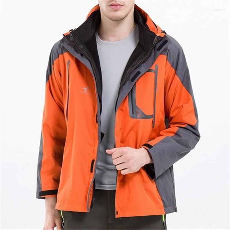 

Hunting Jackets Quality Outdoor Detachable Fleece Liner Hiking Jacket Two-Piece Hooded Waterproof Autumn And Winter Sports For Men, Navy