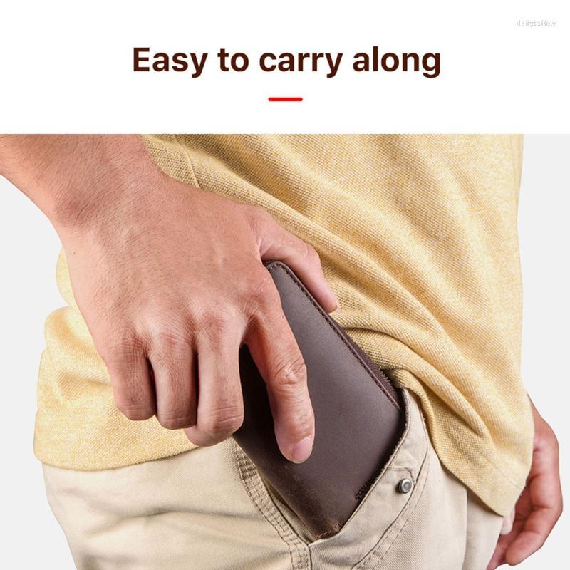 

Watch Boxes Rustic Leather 2-Slot Box Luxury Pouch With Zipper Portable Organizer Bag Holds Watches Brown