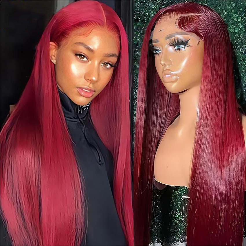 

New Product 99J Burgundy Lace Front Wig 13x4 Hd Transparent Lace Frontal Human Hair Lace Wigs for Women Brazilian Straight Lace Front Wigs