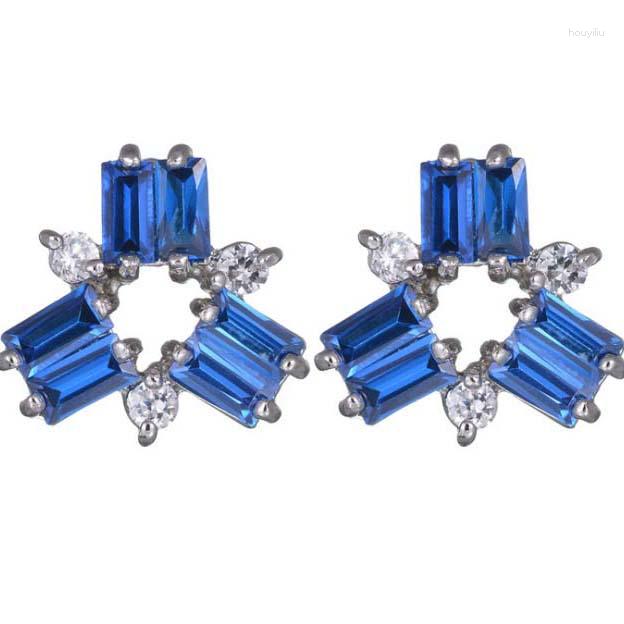

Stud Earrings Blue And White Zircon Korean Fine Fashion