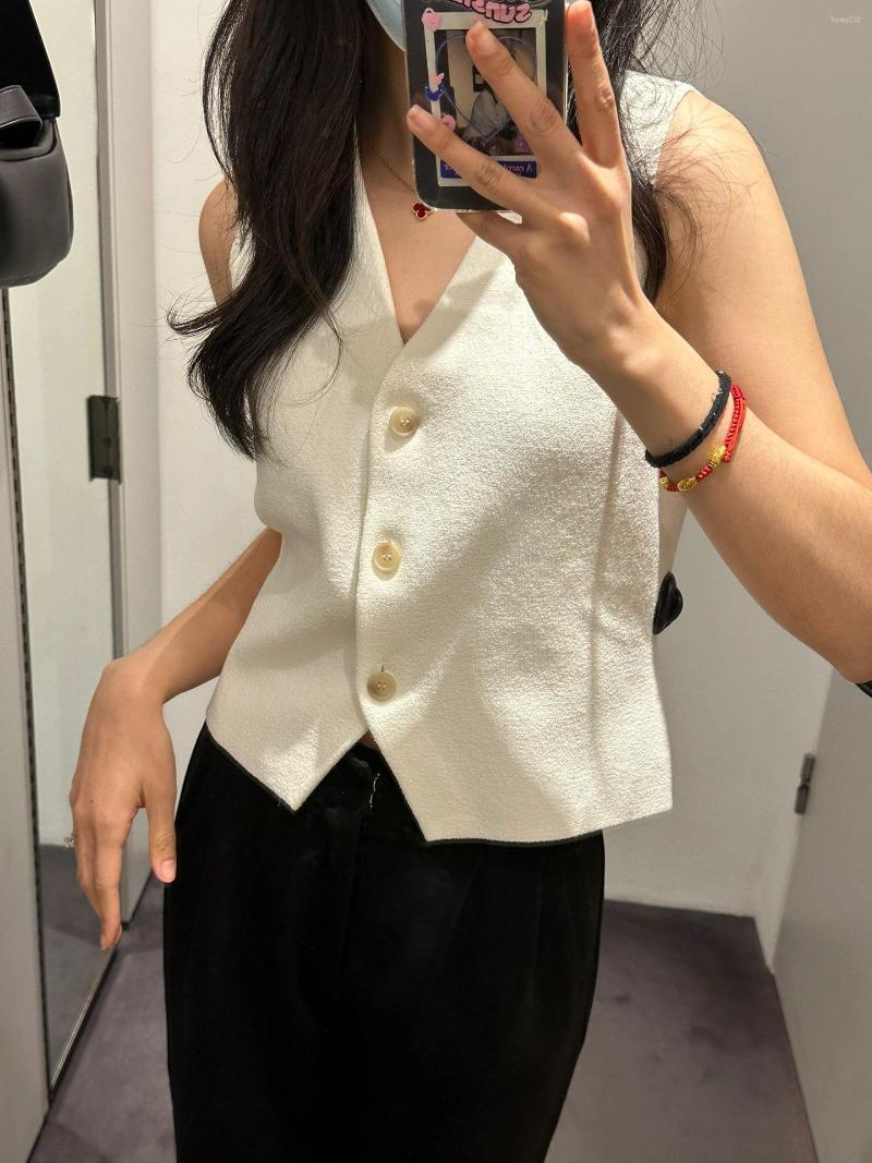 

Women's Vests 2023 Spring And Summer Slim V-neck Beige Knitted Vest Women, Black