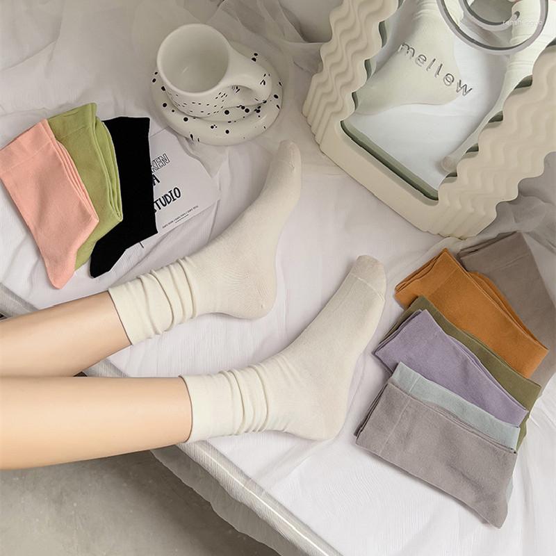

Women Socks 5Pairs/Lot Summer Colorful Cotton Thin Breathable Soft Simple Comfortable Casual Loose For High Tube