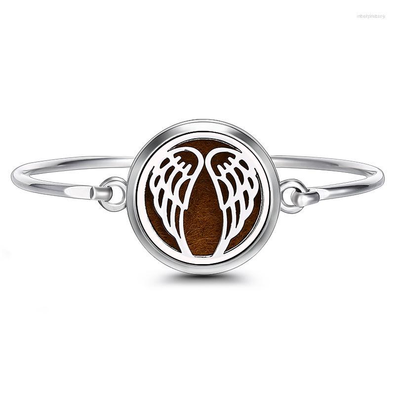 

Bangle Angel Wing Diffuser Magnetic Locket Bracelet 316L Stainless Steel With DIY 10 Colors Pads