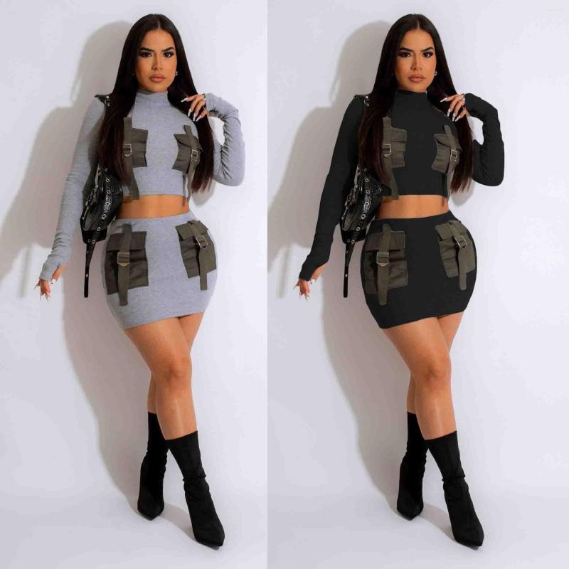 

Work Dresses Sexy Y2K Two Piece Skirt Sets For Women 2023 Casual Crop Top And Mini Dress Outfit Streetwear, Black