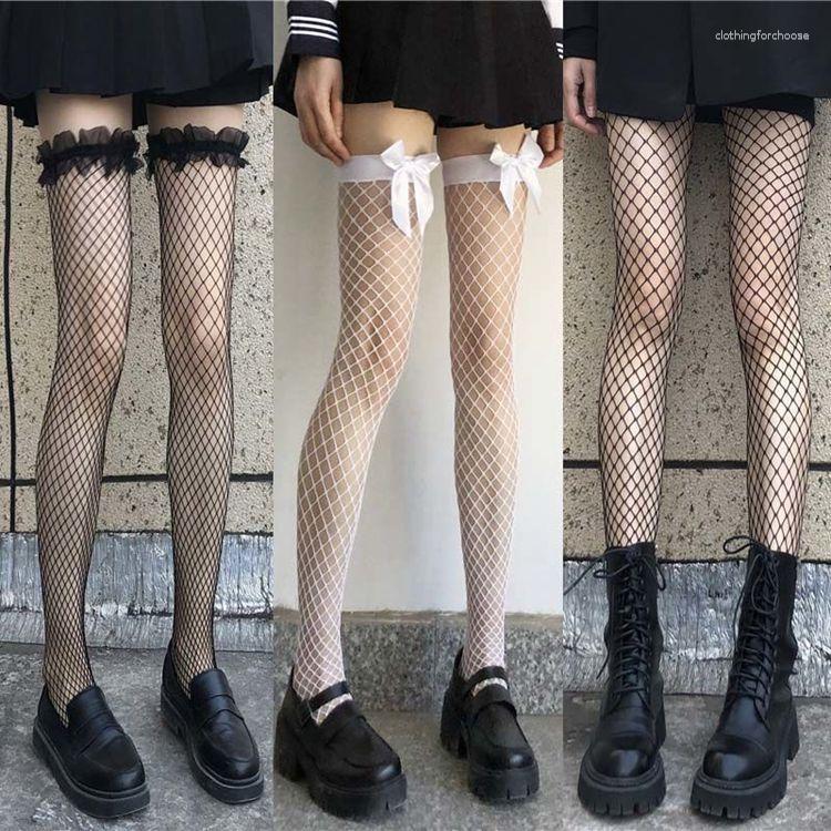 

Women Socks Sexy Black Mesh Fishnet Lolita Girl Thigh High Female Long Tube Over Knee Sock Goth For Wife Stockings, A8