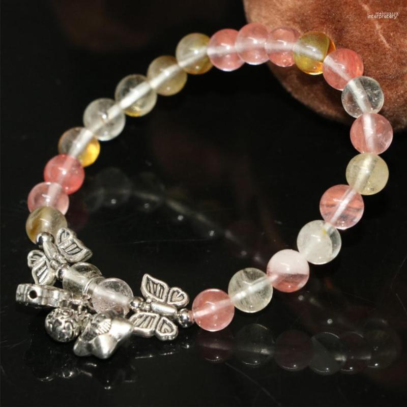 

Strand Tibet Silver-color Multicolor Watermelon Crystal 6mm Round Beads Bracelets Accessories Women Jewelry 7.5inch B2143