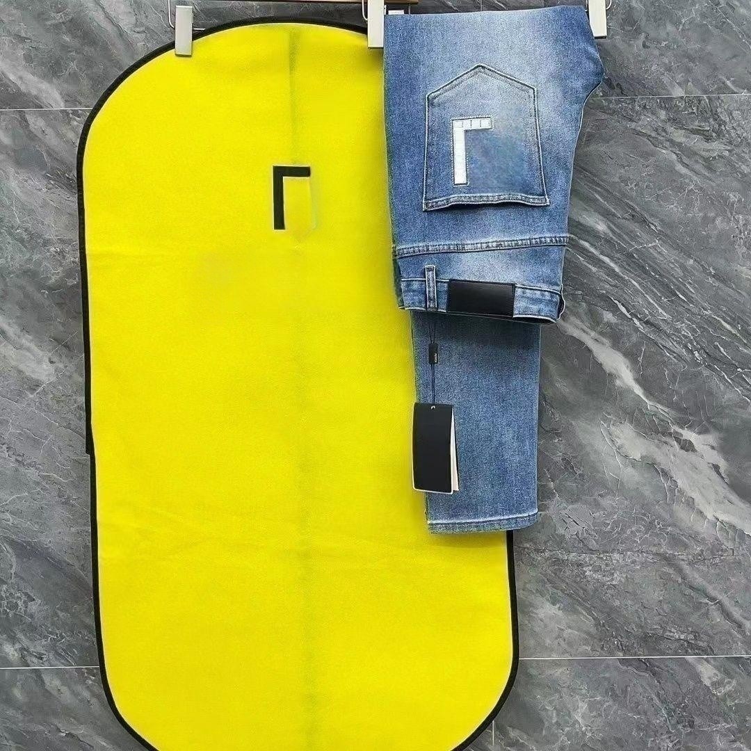 

Designer Jeans Men's pants Fashion High Street Men's blue letter-printed stretchy motorcycle pants Casual pants