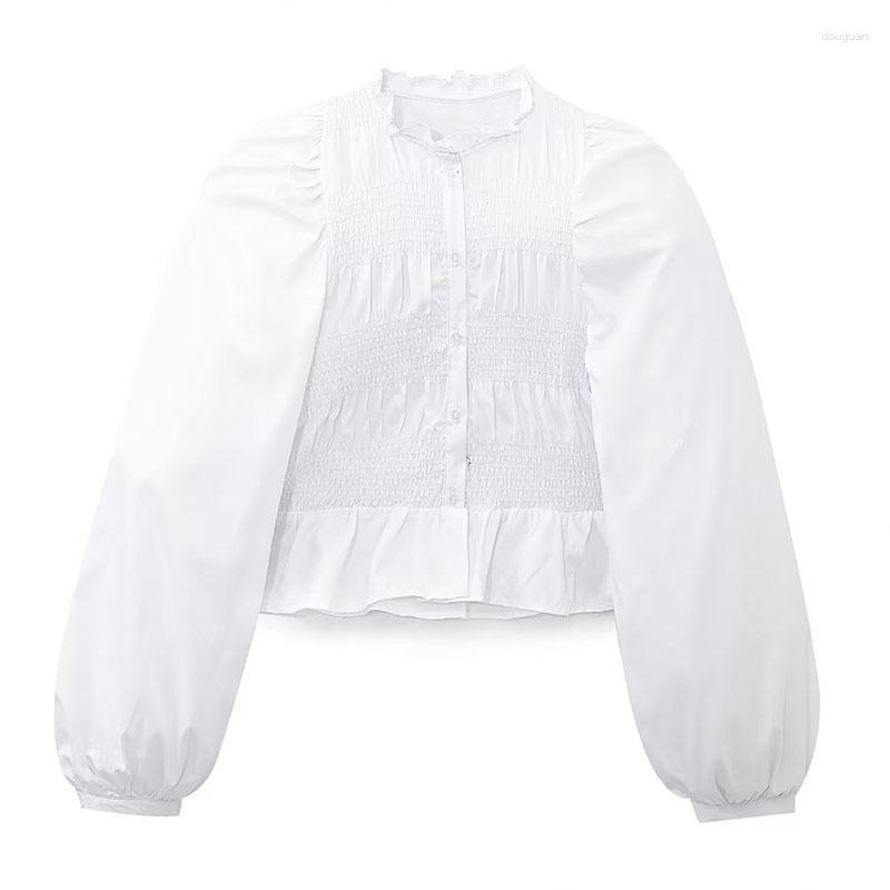 

Women's Blouses Women 2023 Spring Fashion White Shirt Stretch Poplin Blouse Vintage Long Sleeve Button Female Shirts Blusas Chic Tops 3098