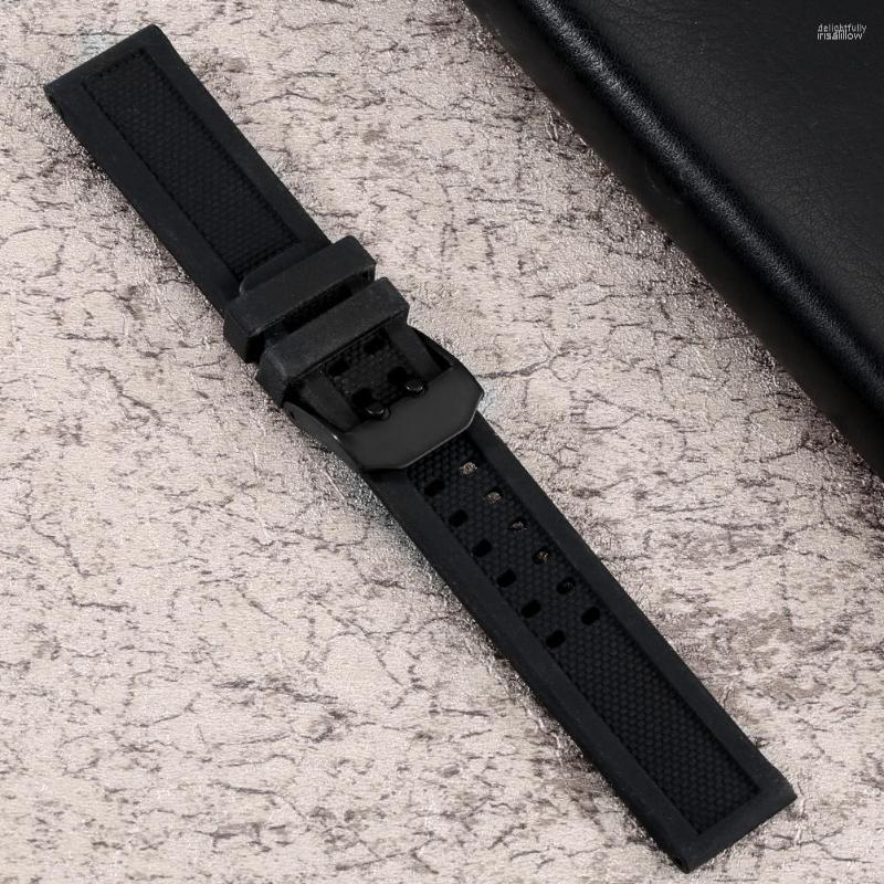 

Watch Bands 20/22/23mm Silicone Black/Silver Buckle Band Men Sport Watches Strap Pin Replacement Adjustable