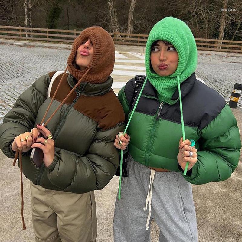 

Women' Trench Coats MONMOIRA Winter Thick Zipper Snow Jacket Women Warm INS Patchwork Padded Cotton Female Windbreak Bomber Jackets, Green