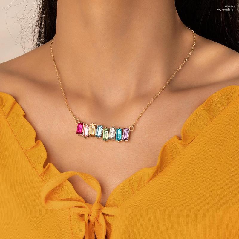 

Pendant Necklaces Simple Fashion Color Square Minority Design Sense Of Personality Geometric Street S Ladies Temperament Necklace
