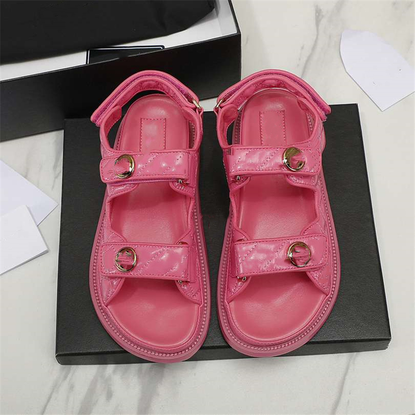 

Fashion Sandals Luxury Design 2023 Channel Women's High Heels Business Work Leather Canvas Casual Student Sandals 07-011
