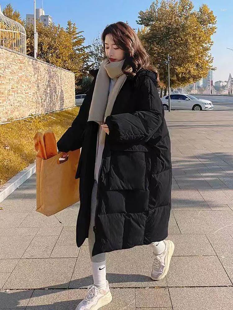 

Women' Trench Coats Parkas Solid Yellow Winter Clothes Women Jackets Hooded Long Parka Couple Clothing Cotton Padded Jacket Korean Loose, Black