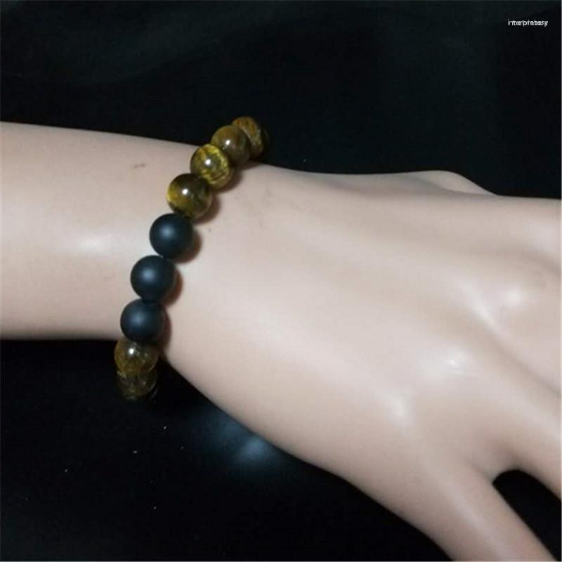 

Strand Fashion Couple Tiger Eye Stone Bracelets Bangles Classic Black White Natural Stones Bead Charm Men Bracelet Women Chakra Jewelry
