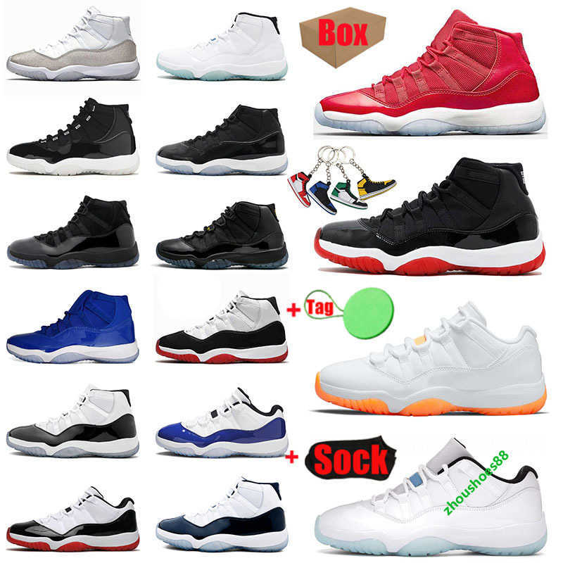 

Box With Jumpman 11 Basketball Shoes 25th Men Women 11s XI High Concord Bred Gamma Blue Cap and Gown Space Jam Low Citrus Sports Sneakers Trainers, B2 36-47 concord bred
