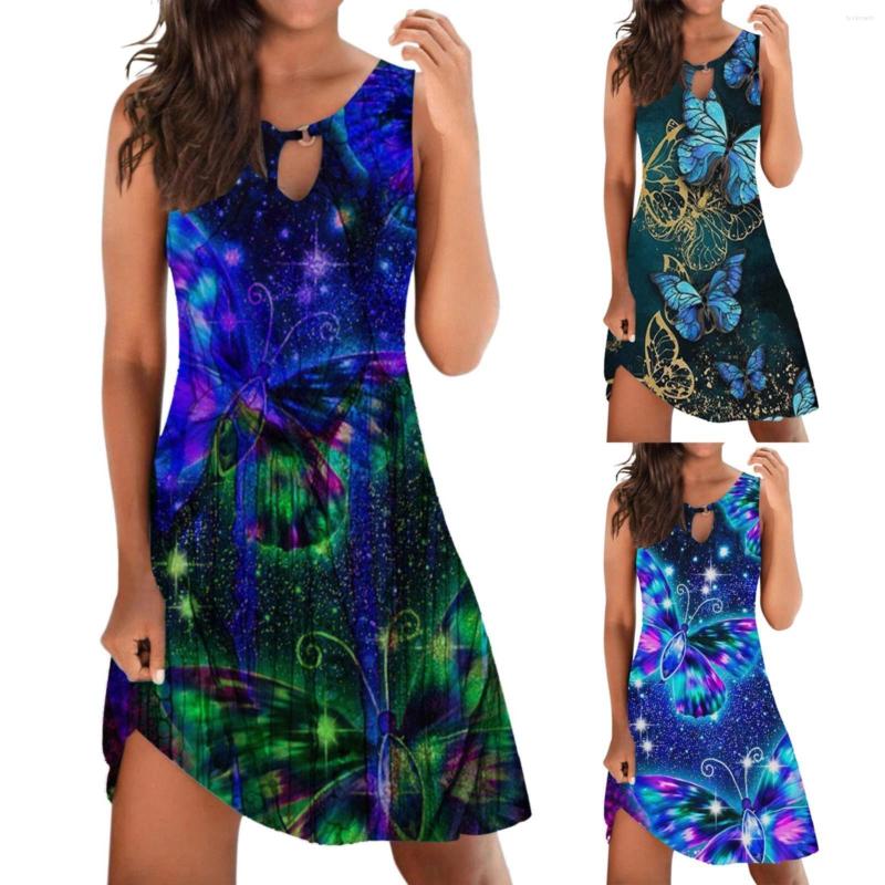 

Casual Dresses Women's Sleeveless Butterfly Print Dress, Purple