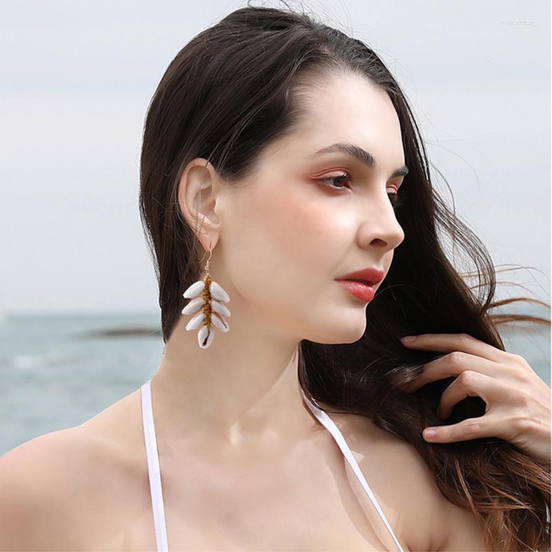 

Dangle Earrings Handmade Conch Shell Vintage Bohemian Beach Style Seashells Pendant Earring Jewelry Cute Gift For Women