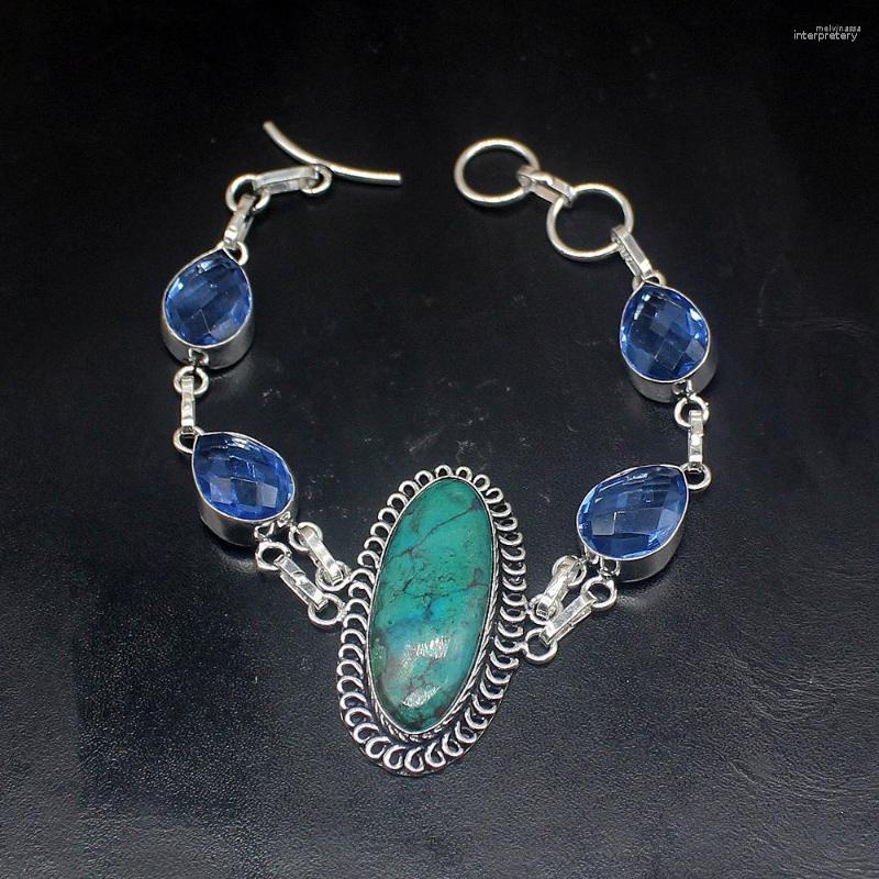 

Link Bracelets Gemstonefactory Jewelry Big Promotion Single Unique 925 Silver Sea Sediment Blue Topaz Lady Women Charm Bracelet 22cm